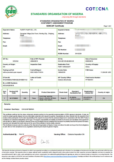 SONCAP Certificate Export to African Countries (Nigeria)