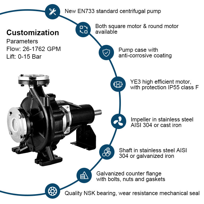 EN733 Standard Bare Shaft End Suction Centrifugal Pump