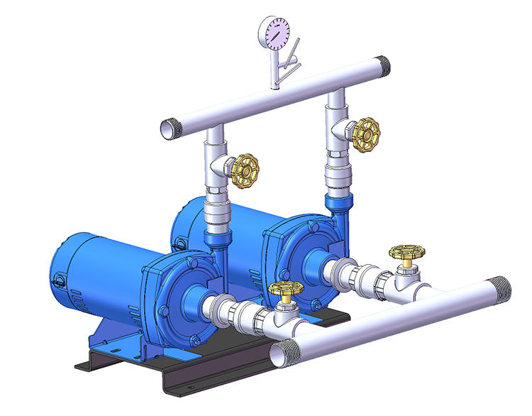 Water Supply System with two Horizontal Straight Centrifugal