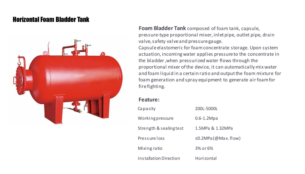 horizontal fire foam tank
