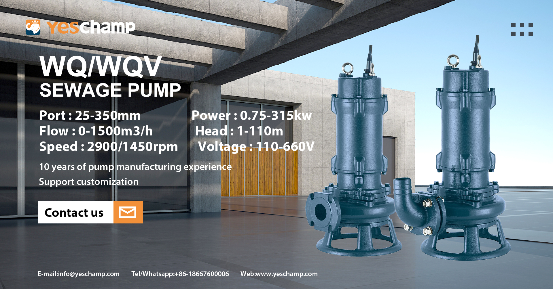 What are the three types of sewage pumps?